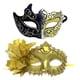 thumbnail image 1 of Set de 2 máscaras de antifaz para parejas, media cara, disfraz para hombre y mujer, carnaval. Dorado, 1 of 9