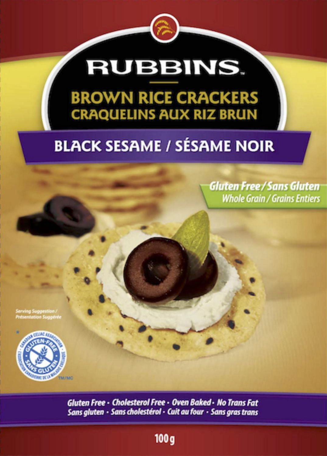 Craquelins aux riz brun au sésame noir de Rubbins