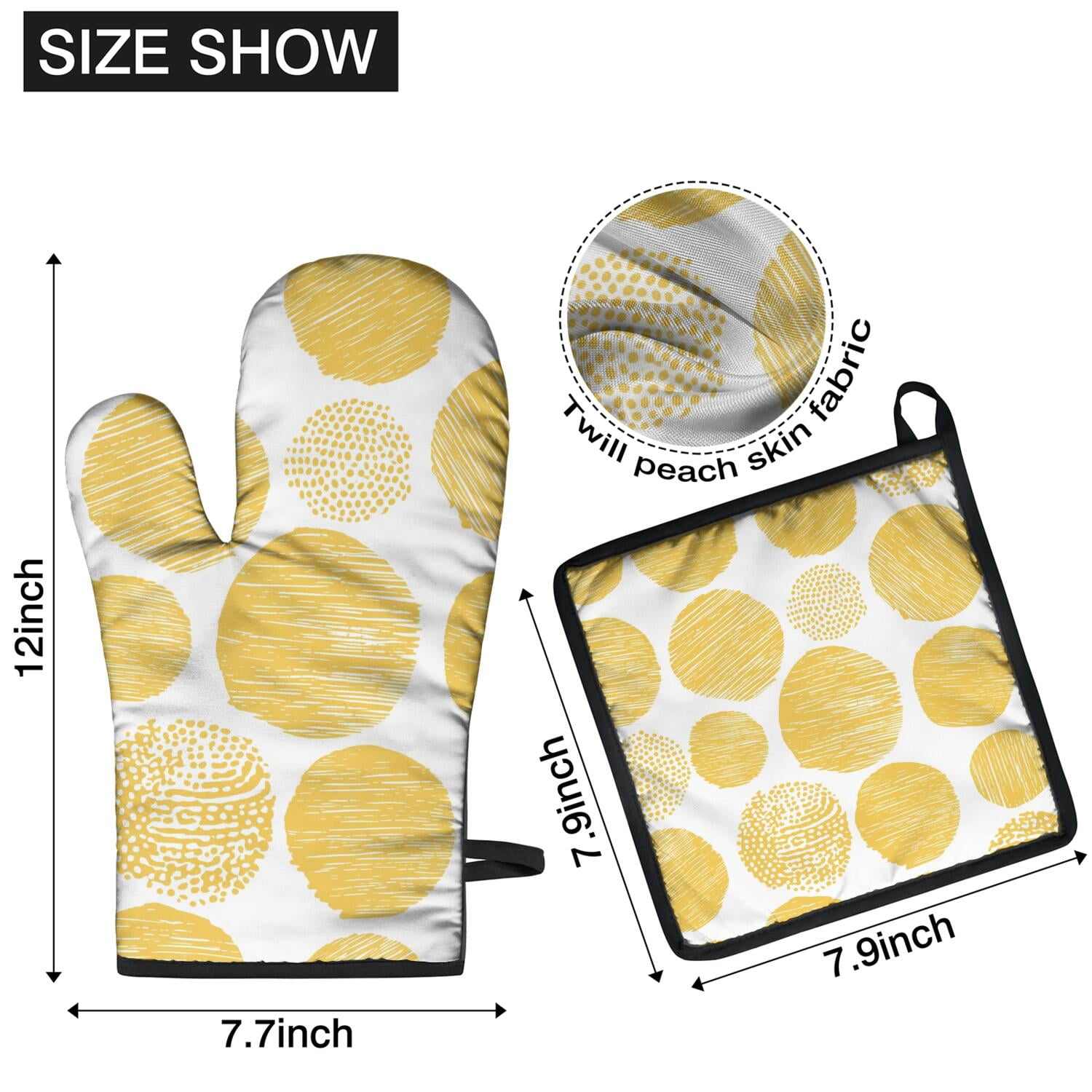 Oven Mitts and Pot Holders Set Of 4, Heat Resistant Kitchen Gloves with Non-Slip Grip, Hanging Loop, Soft Cotton Lining for Baking, Cooking, Grilling, Barbecue