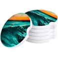 thumbnail image 1 of RYLABLUE Ocean Theme Beach and Sunset Set of 2 Car Coaster for Drinks, Absorbent Ceramic Stone Coasters Cup Mat with Cork Base for Home Kitchen Room Coffee Table Bar Decor, 1 of 5