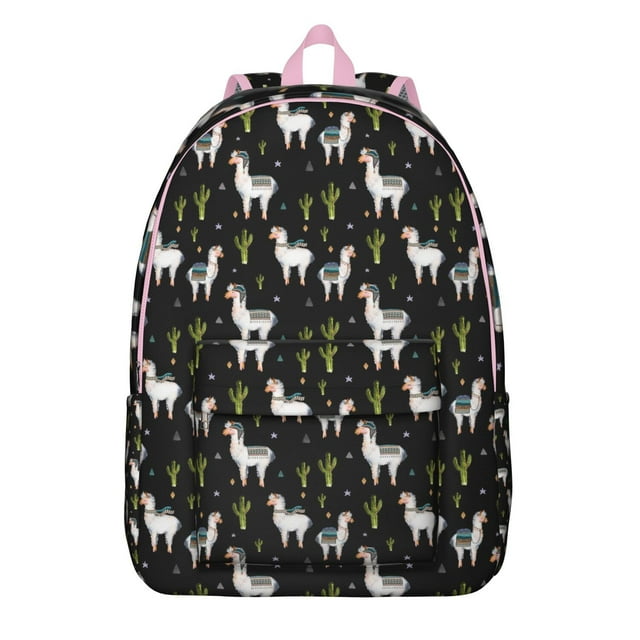 Llama Face Backpack – Cute Cartoon Alpaca Pattern Bookbag with Funny Kawaii Design for School and Travel