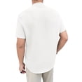 thumbnail image 3 of Mens Short Sleeve Button Down Tropical Shirt Band Collar Beach Summer Casual Textured Top, Regular Fit Lightweight Breathable Yoga Hippie Retro Old Money Style Shirts for Vacation, 3 of 3