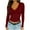 Wine, variant on HomeDM Womens Long Sleeve T Shirts V Neck Slim Fitted Solid Color Tight Basic Tops - Wine/L