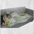 thumbnail image 5 of Geometric Soft Flannel Fleece Blanket, Patchwork Style Ornamental Squares with Various Polka Dots Stripes, Cozy Plush for Indoor and Outdoor Use, 50" x 60", Avocado Green Pale Sepia, by Ambesonne, 5 of 5