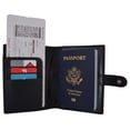 thumbnail image 3 of Leather Passport Holder Cover Wallet Card Case Travel Document Organizer Snap Closure, 3 of 29