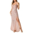 thumbnail image 1 of Vestido de Noche de Lentejuelas INSPIRE CHIC para Mujeres con Escote en V y Tirantes Espagueti, Vestido Largo con Abertura, 1 of 6