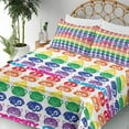 thumbnail image 3 of Ambesonne Emoji Fitted & Top Sheet Set with Shams, Celebrate Diversity Saying, White and Multicolor, 3 of 5