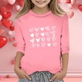 thumbnail image 2 of Toddler Girls Tops & T-Shirts Valentine's Day Print Fashion Crew Neck 3/4 Quarter Sleeve Casual Tee Shirts Streetwear,Pink,5-6 Years, 2 of 4