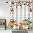 thumbnail image 2 of Fall Shower Curtain Sage Green Pumpkin Shower Curtains for Decor Sunflower Eucalyptus Leaves Wood Grain Bath Curtains Sets with Hooks for Autumn Thanksgiving Decor Waterproof Extra Long 84" X 72", 2 of 6