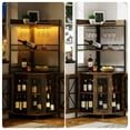 thumbnail image 6 of DSstyles Corner Bar Cabinet with Charge Oult, 5-Tiers Wine Cabinet with LED Light and Glass Holder, Tall Home Liquor Cabinet for Living Room, Corner Display Cabinet for Home, 6 of 9