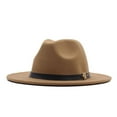 thumbnail image 2 of XIAOCHA Solid Wide Brim Fedora Hat for Womens Adjustable Hat Band for Horse Riding Ranch Fedoras,Khaki, 2 of 2