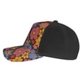 thumbnail image 3 of Curved Design Along The Top Of The Baseball Cap Reinforced Adjustable Breasted Four Seasons Available Retro Groovy Flowers Pattern (7), 3 of 8