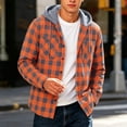 thumbnail image 2 of Bysome Men Hoodies Plaid Print Long Sleeve Hooded Tees Autumn Comfortable Men Hoodie Size M Red, 2 of 8