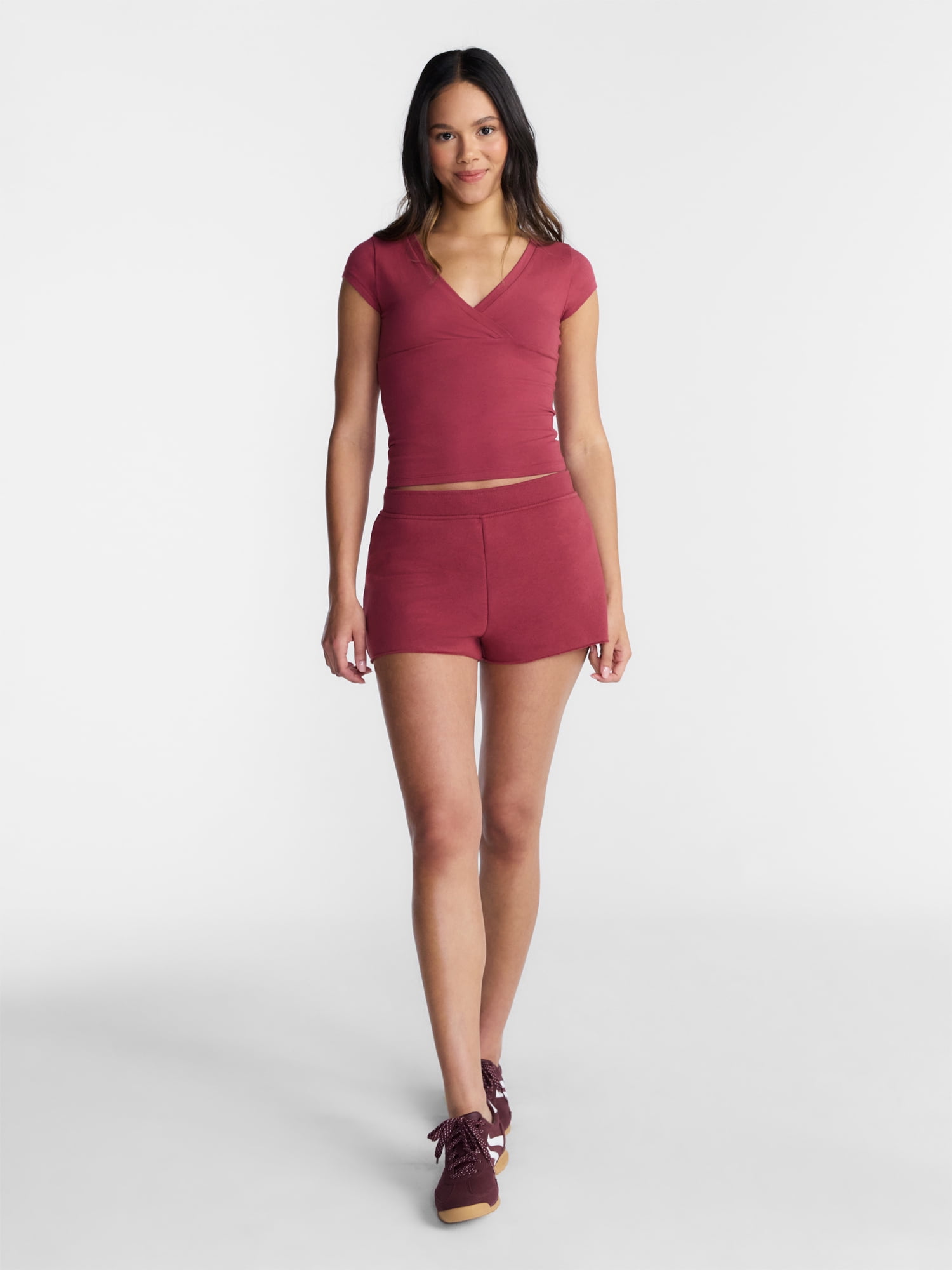 No Boundaries Surplice Top with Cap Sleeves, Women’s XXS-XXL