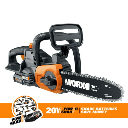 Worx WG322 10-in Cordless 20V Chainsaw with Auto-Tension and