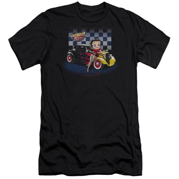Betty Boop Hot Rod Boop Premium Canvas T-Shirt Adult Slim Fit 30/1 Black