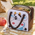 thumbnail image 4 of Lunch Bag, Large Capacity Cartoon Insulated Thermal Cooler Handheld Bento Box for Women Work Office Picnic Travel Outdoor Lightweight Reusable Food Container 9.06x5.12x7.48in Coffee, 4 of 4
