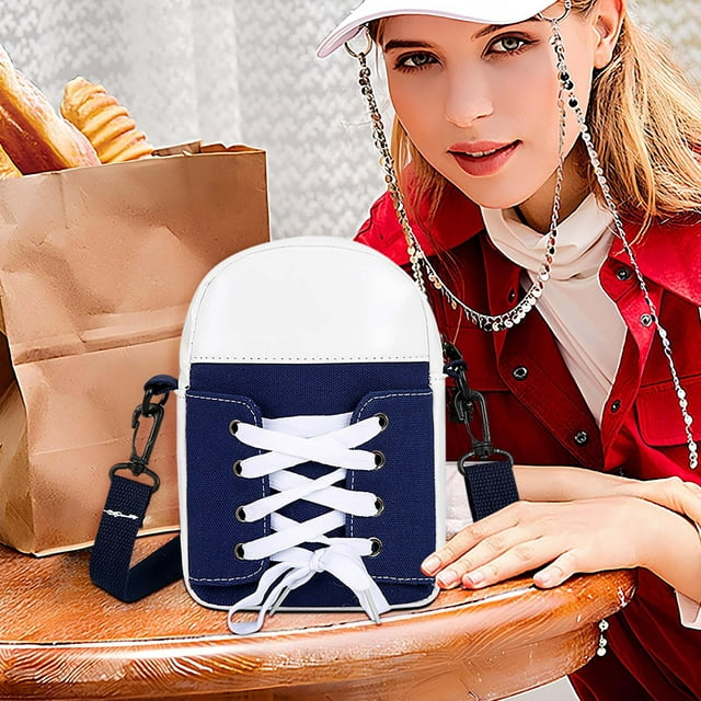 Btomtd Sac Bandoulière Patchwork Fait Main Sac à Chaussures Cadeau Amusant, Bleu