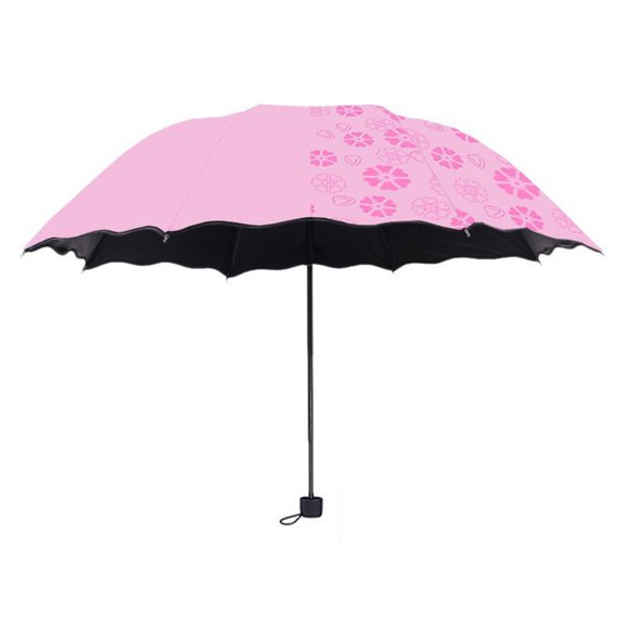 CIYISON Flowering in Water Umbrella Black Coating Sun Umbrella Portable Parasol for Girl