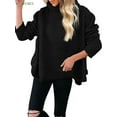 thumbnail image 5 of BadPiggies Women's Lapel Fuzzy Fleece Sweatshirt Casual Loose Pullover Cozy Fluffy Warm Turtleneck Jacket Coat (S, Black), 5 of 6