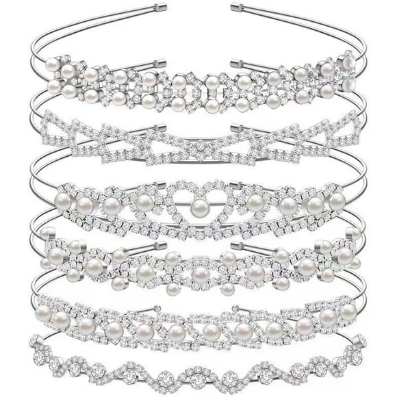 Bandeau de mariée Strass Métal: 6pcs Faux Perle Headpiece Headpiece Hoop