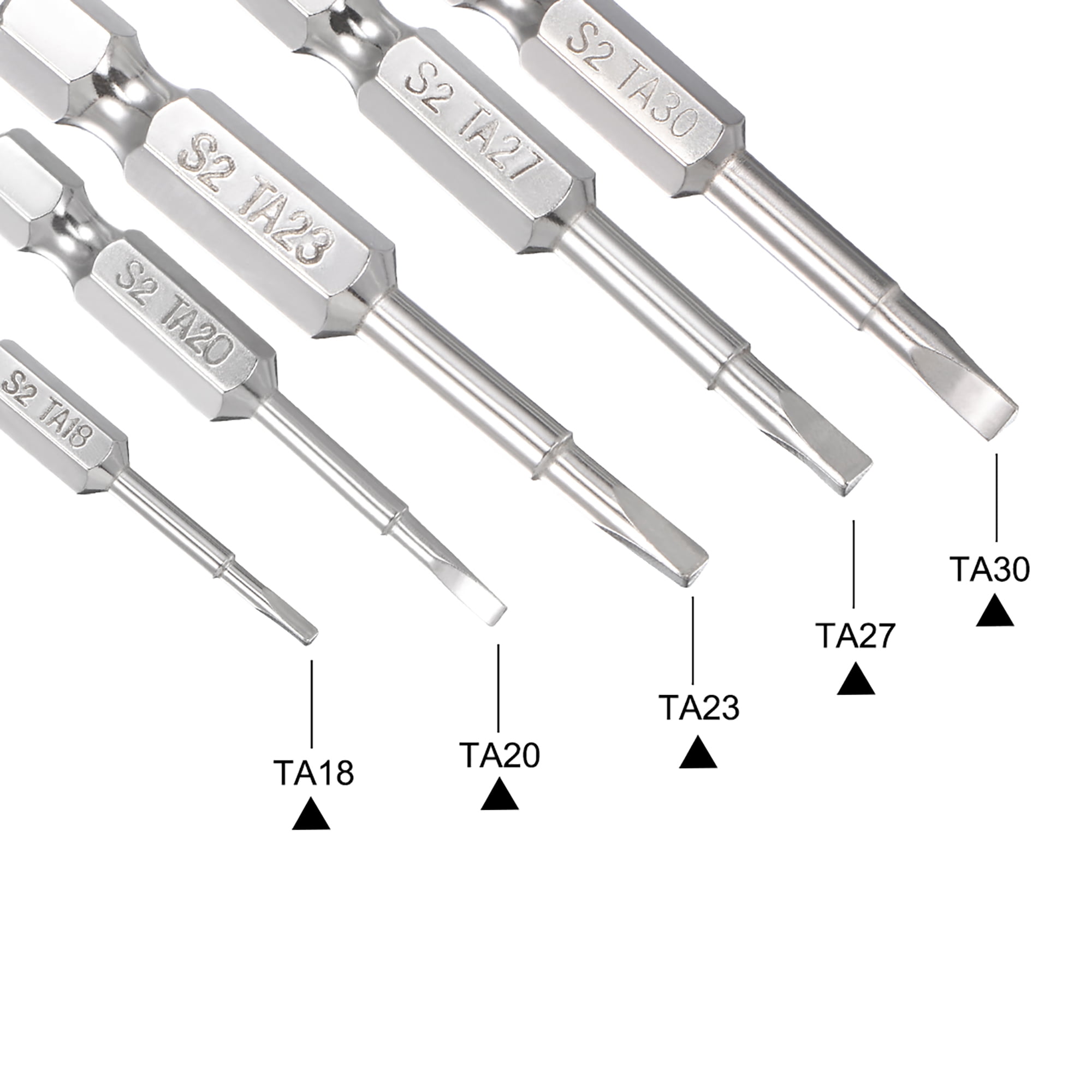 TA30 Triangle Screw Head L-A Triangle Screwdriver Bit Set 5 Pcs TA20 1/4” Hex Shank Pack of TA18 TA27 TA23 2 Inch Length