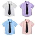 thumbnail image 3 of Baiways Kids' Preppy Solid Color Shirt (With Tie), 3 of 4