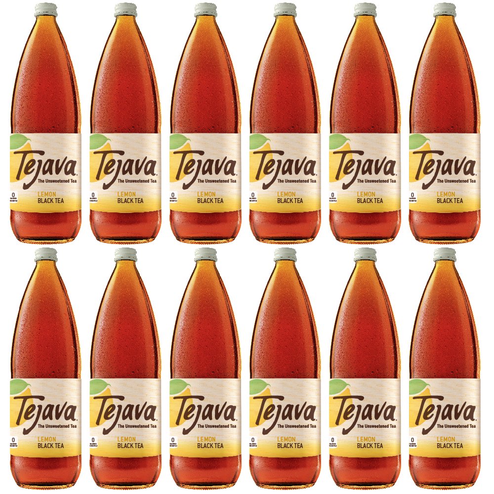 Tejava 1 Liter Lemon Flavored Black Tea Glass Bottles 12 Pack 100