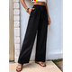 thumbnail image 4 of Pantalones Palazzo de para Mujer, Elegantes, de Verano, de Pierna , Holgados, Estilo Bohemio, de , para Playa, con Bolsillos. Negro XL, 4 of 10