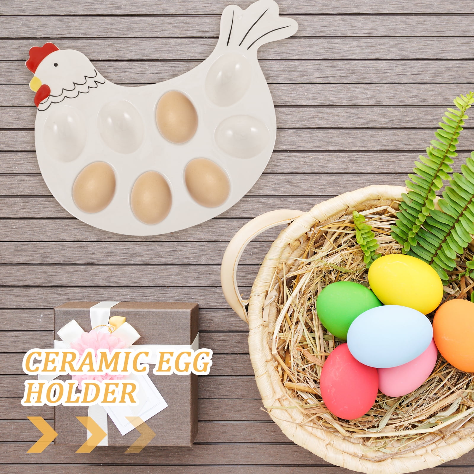 Easter Egg Tray Eggs Holder Deviled Container Platter Ceramic Dish Trays for Party