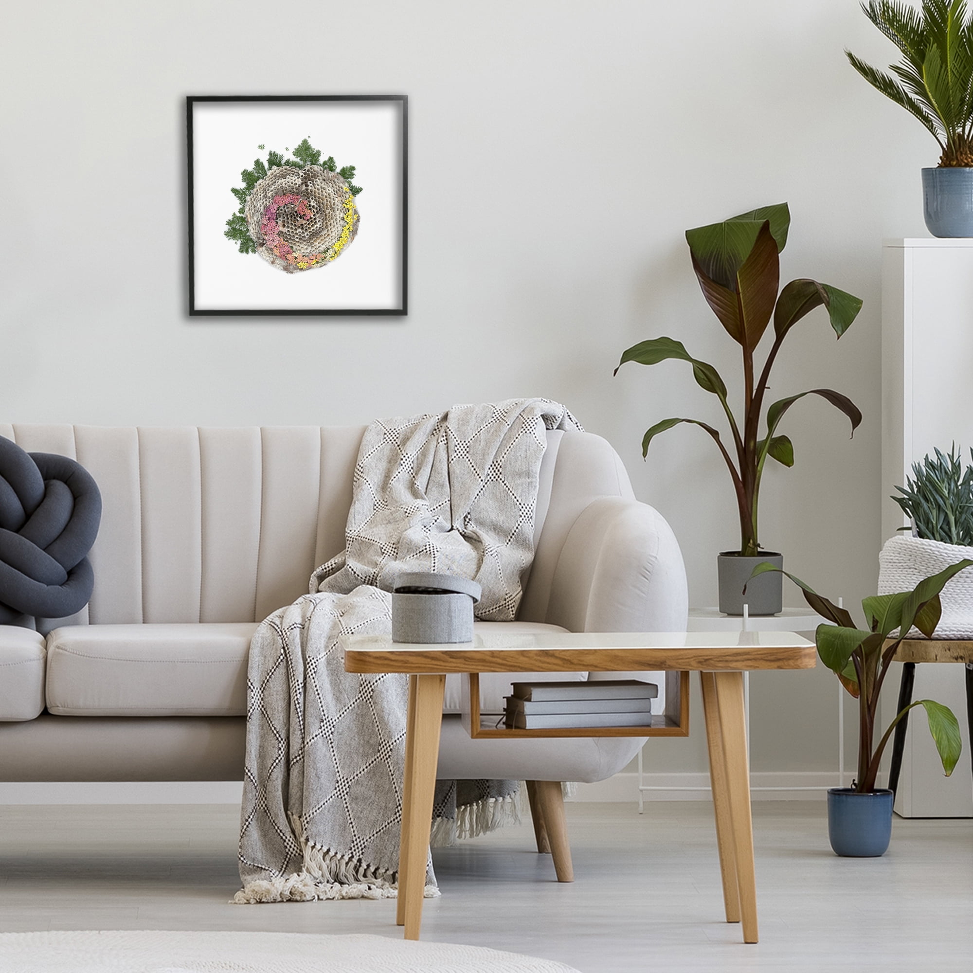 Stupell Industries Honeycomb with Botanicals Black Framed Giclee Art, design by Beth Adoette