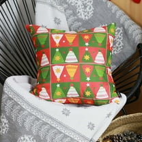 Decorative Christmas Trees Single Throw Pillow Cover 18" x 18" Red & Green Square for Couch, Bedding