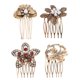 thumbnail image 1 of EeaseMX 4 peinetas de perlas estilo vintage con hojas y diamantes para el pelo., 1 of 8