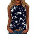 thumbnail image 3 of Jsaierl Women's Summer Tank Tops 2025 Crew Neck Floral Solid Loose Fit Casual Sleeveless Flowy Boho Tunic Shirts Plus Size, 3 of 5