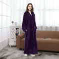 thumbnail image 5 of Robes for Women, LOFIR Long Womens Robes, Cozy Soft Fluffy Fleece Front Zipper Robe, Warm Plush Winter Bathrobe with Side Pockets, Purple, XL, 5 of 6