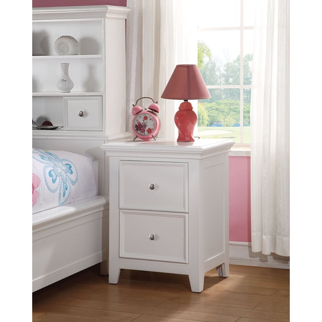 Mesita de noche Casafoyer Lacey con 2 cajones, color blanco, 53 cm