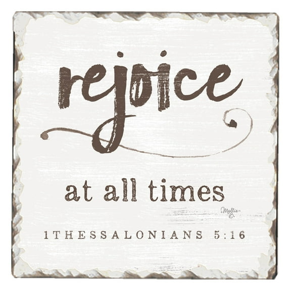 CounterArt "Rejoice at All Times" Single Inspirational Absorbent Stone Tumbled Tile Coaster 1 Pack