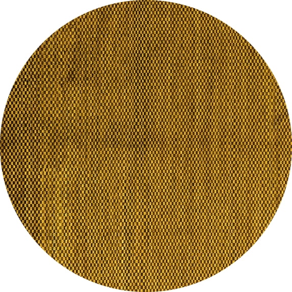 Ahgly Company Indoor Round Abstract Yellow Modern Area Rugs, 4' Round