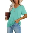 thumbnail image 3 of Aloohaidyvio Tops for Women,Fashion Womens Summer V-Neck Solid Short Sleeve Casual Top Blouse, 3 of 5