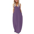 thumbnail image 1 of Youmylove Robes Maxi d'Été pour Femmes Robe Longue Unie à Col Rond Manches Longues Patchwork Robe Longue Confortable Tenues de Vacances, 1 of 6