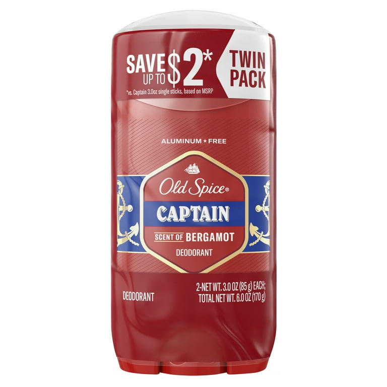 Old Spice Men's Deodorant Stick Captain Scent 3.0 oz Twin Pack