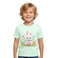 thumbnail image 1 of MIASHUI T-Shirts Graphiques de Pâques pour Garçons Doux Décontractés à Manches Courtes Hauts Colorés pour Enfants Vert Pâle, 8-9 Ans, 1 of 4