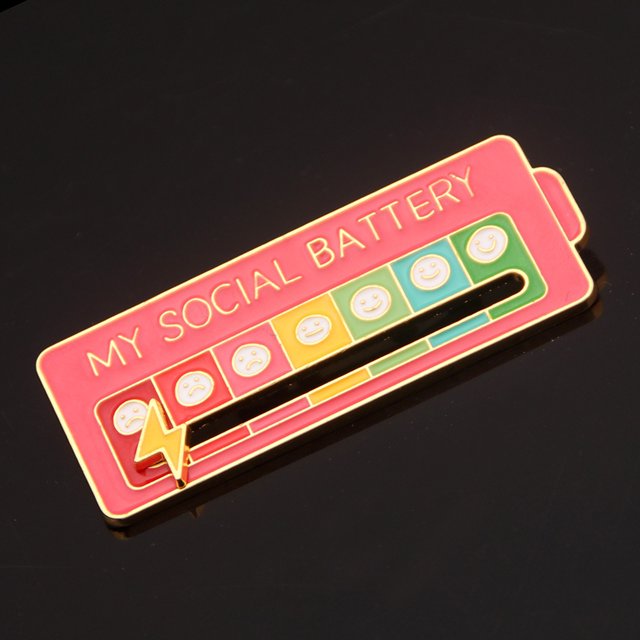 Broche Broche Esmalte My Social Battery 7 Moods Lapel Pins Joyería de moda Rosa