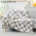 thumbnail image 5 of Amberspace Checkered Knit Throw,Light Grey,50"*70", 5 of 6