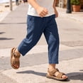 thumbnail image 2 of WRKEKC Boys and Girls Linen Pants Solid Color Loose Casual Pure Cotton Summer Breathable Trousers 4-15 Years, 2 of 9