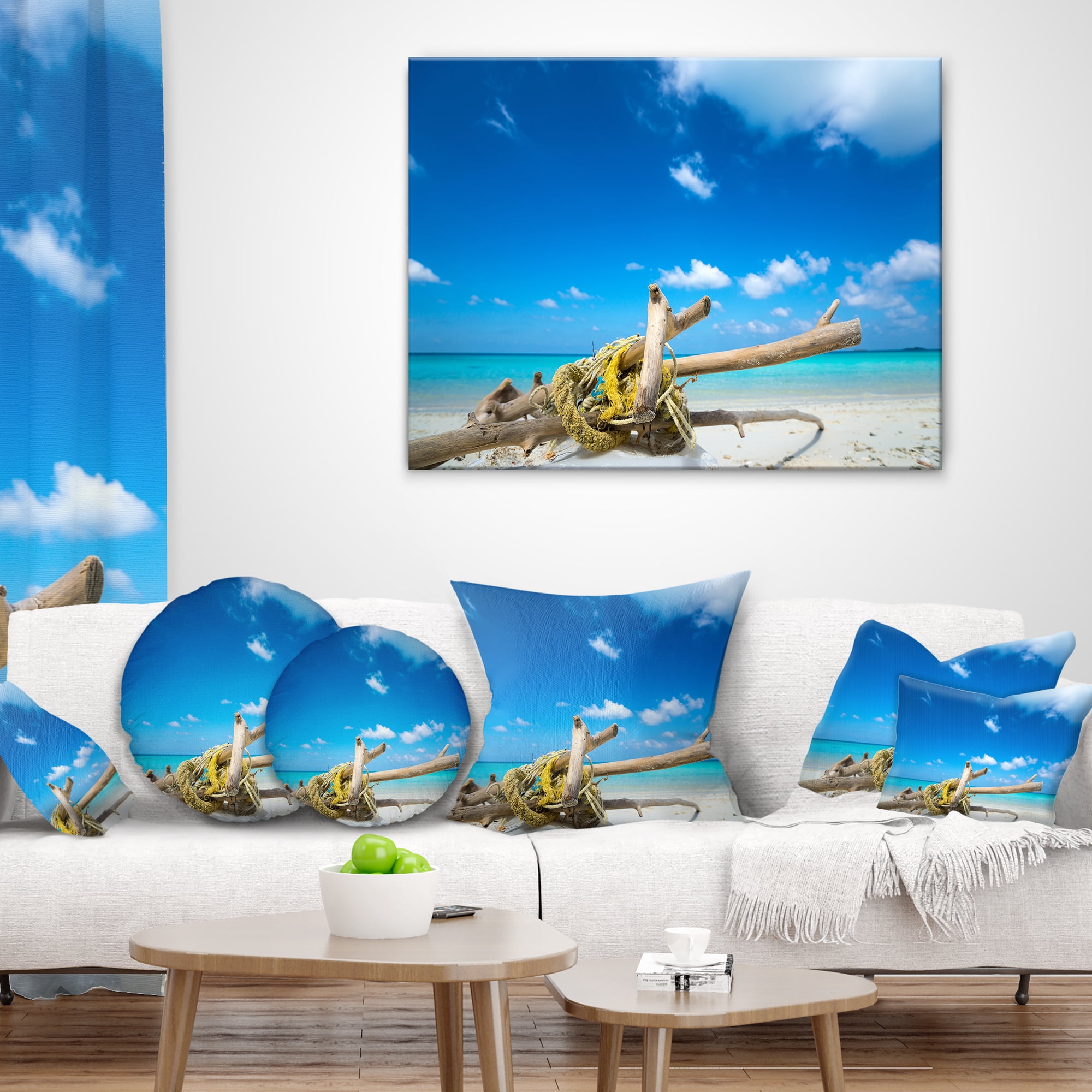 Designart 12" x 20" Blue Polyester Throw Pillow