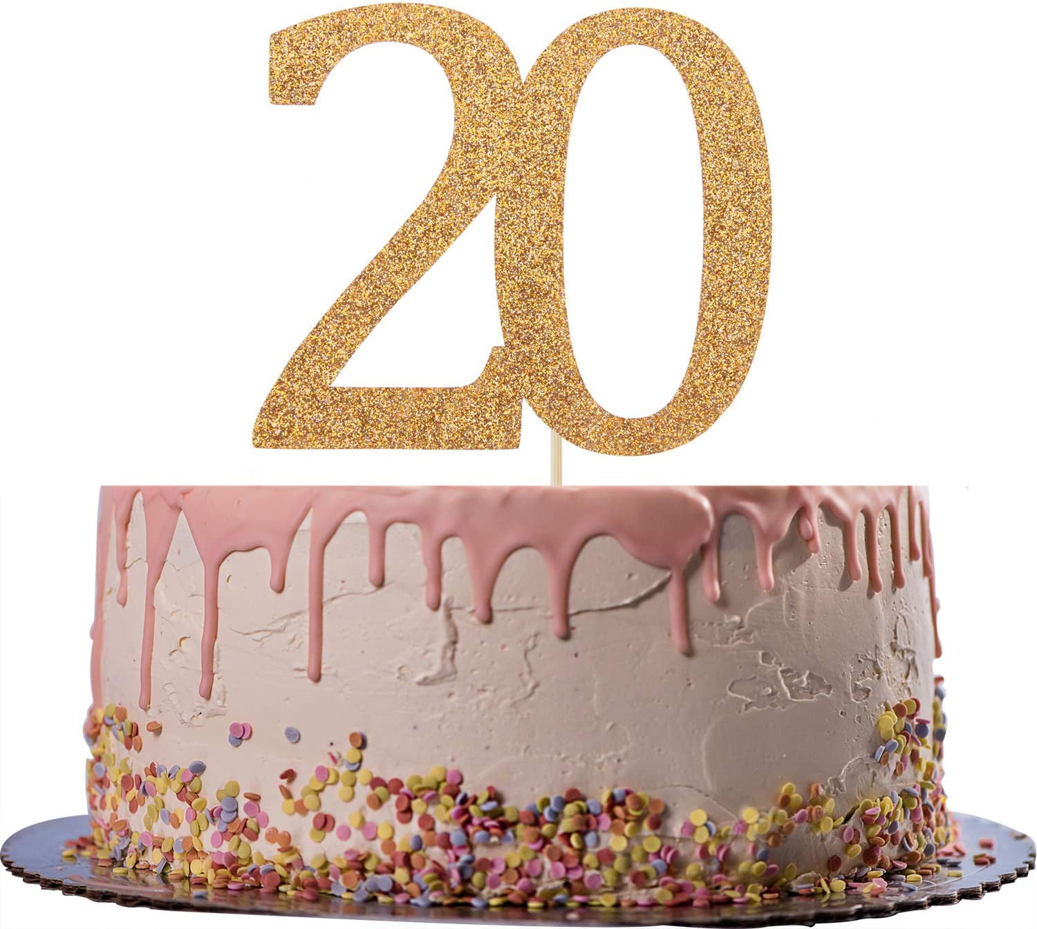 Gold 20th Birthday Candles for Cake Number 20 Giltter Candle Party Anniversary Cakes Decoration for Women or Men 
