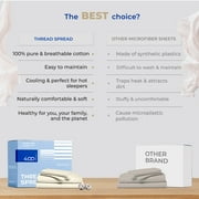 THREAD SPREAD Split King Sheets For Adjustable Bed - 400 Thread Count 100% Egyptian Cotton Sheets (5 PC, Ivory), Soft Cooling Sateen Hotel Sheet Set
