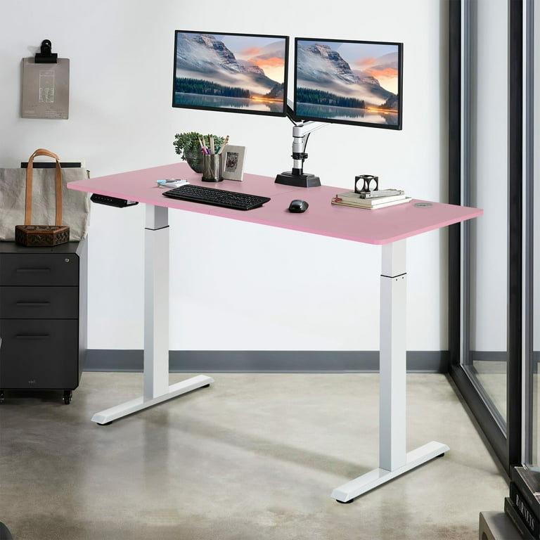 55 Pink Electric Height Adjustable Study Desk Or Home Office Desk