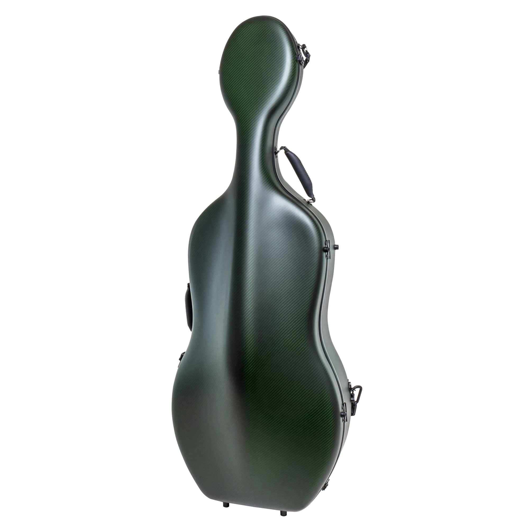 MI&VI CC-9001 Pure 100% Carbon Fiber Cello Case (Full Size) 4/4 with Wheels | Carry Straps | 8lb Lightweight | Tough Shell (3K Matte Green)